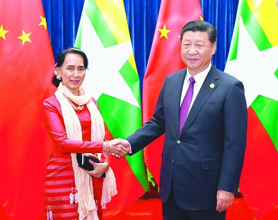 习近平会见缅甸国务资政昂山素季