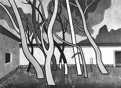 庭院松风夏蝉鸣（版画）