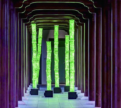 玻璃竹灯：都市里的自然光影