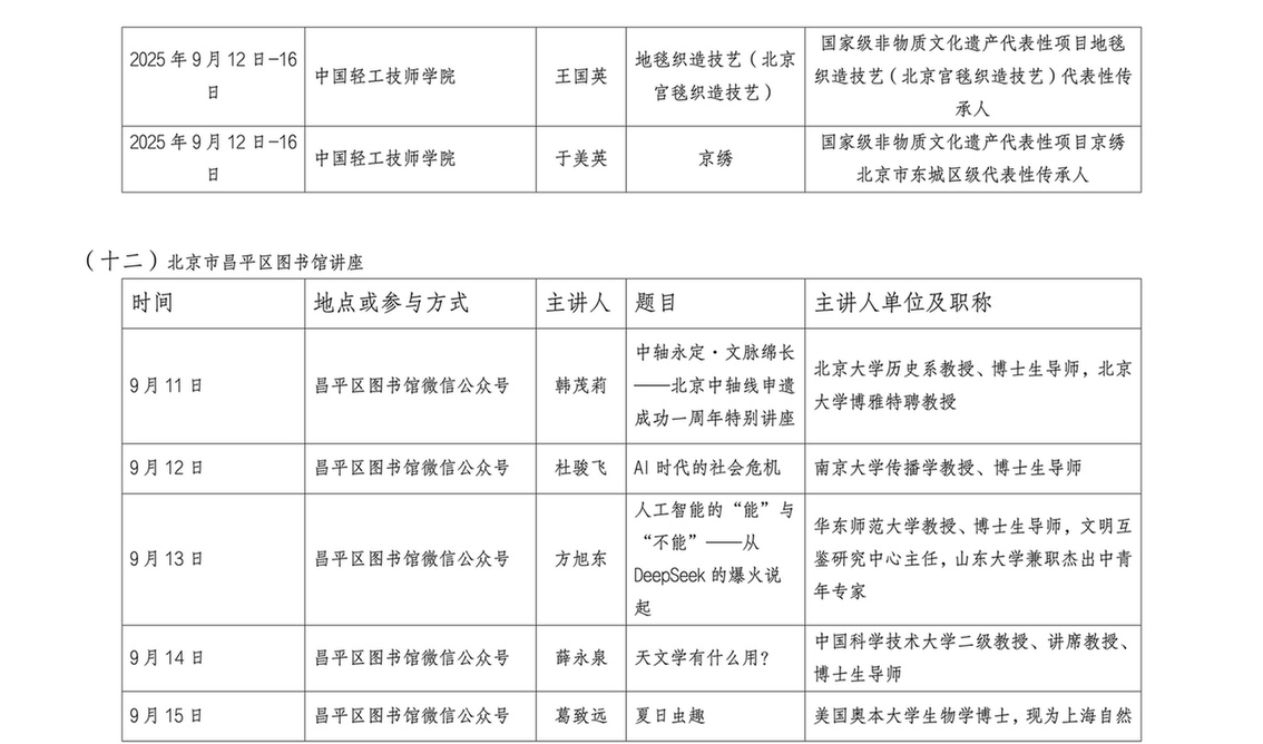 2025北京社会科学普及周分会场活动一览