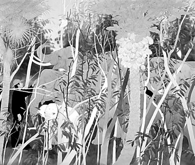 秋风随象归清谷（绢本设色）