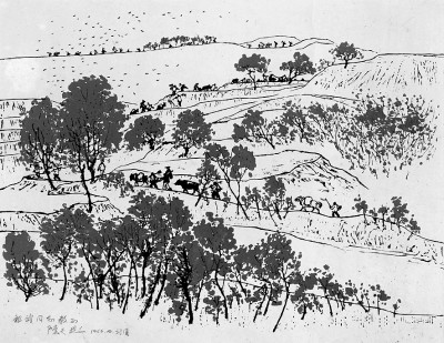 光明文化周末：山地冬播（套色木刻）