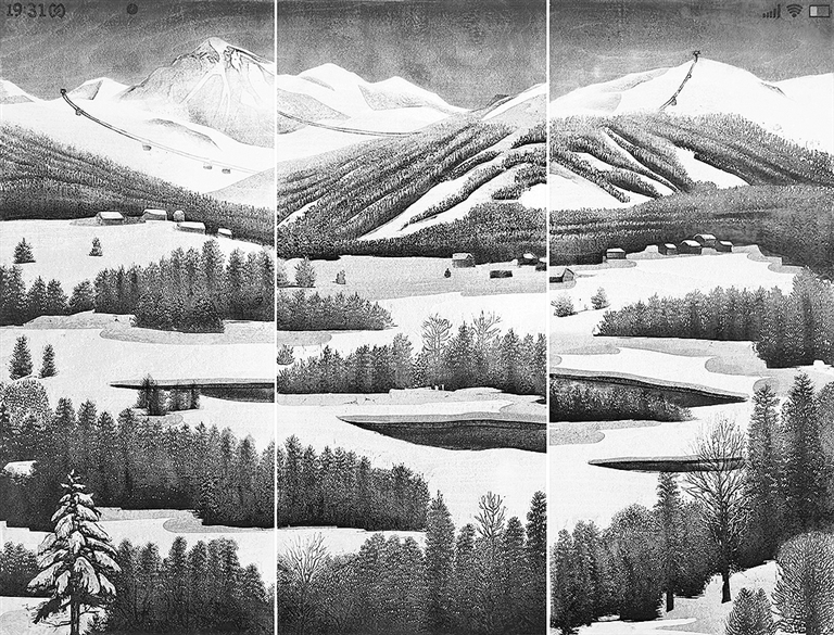 光明文化周末：寒屏冬韵（版画）