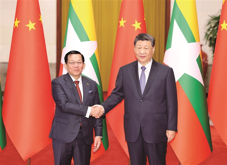 习近平同缅甸总统敏昂莱会谈 习近平同缅甸总统敏昂莱会谈